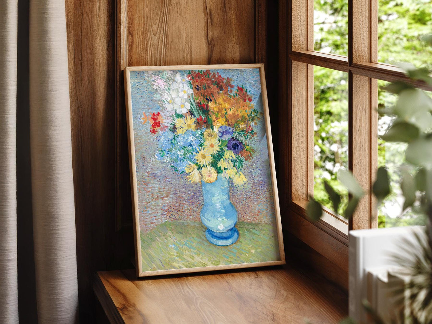 Van Gogh Flowers in a Blue Vase Art Print – Famous – archival paper art print