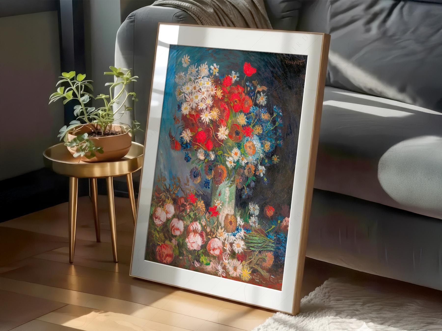 Van Gogh Vase with Poppies and Daisies Art Print – archival paper art print
