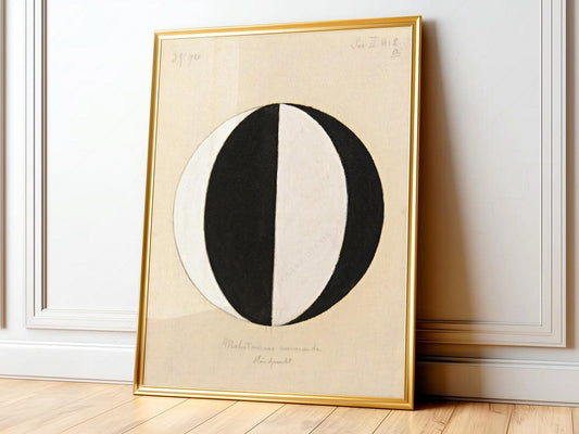 Hilma af Klint No 2a The Current Standpoint of the Mahatmas abstract art print with black and white divided circle.