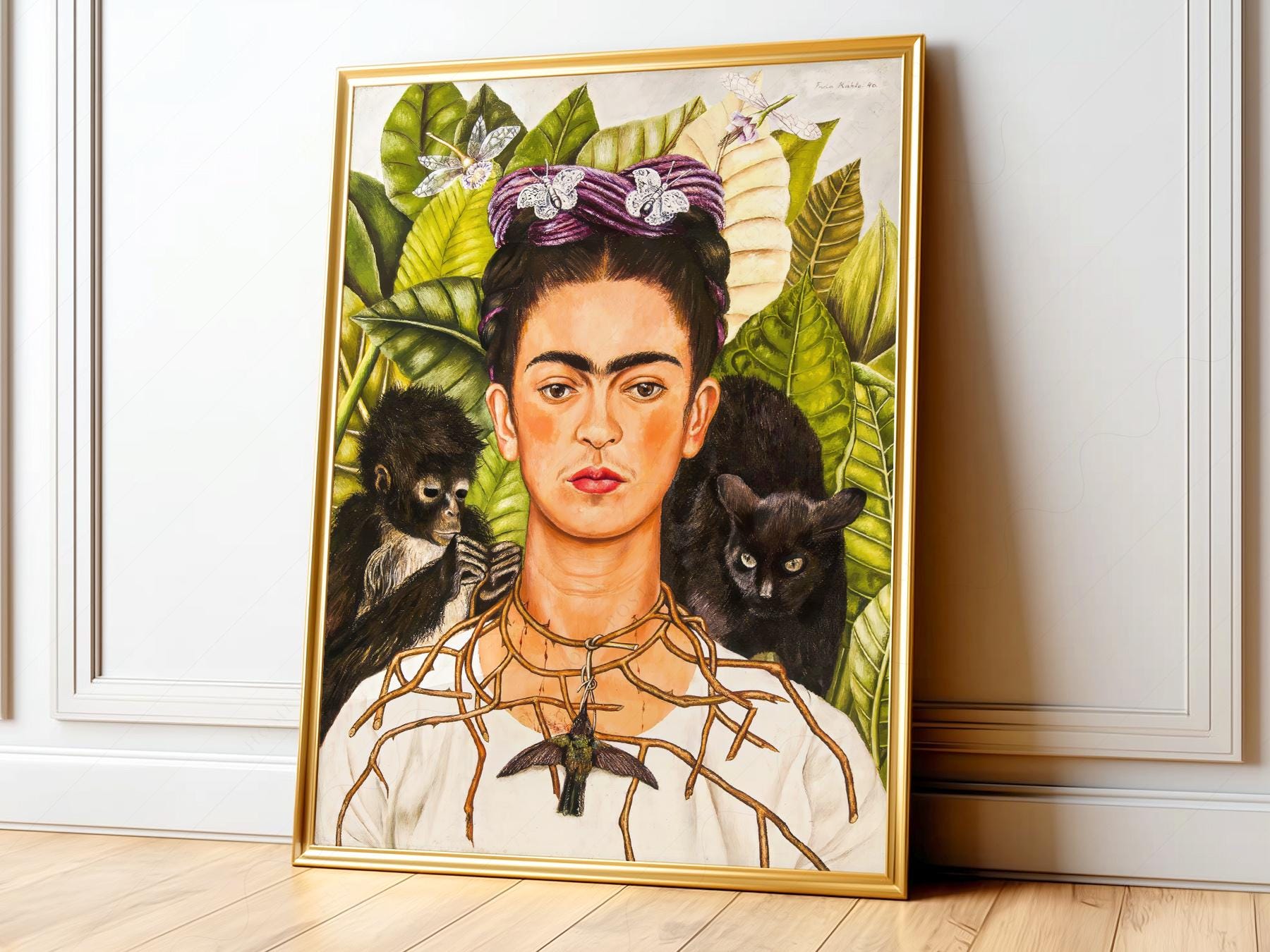 Frida Kahlo Self-Portrait with Thorn Necklace Print – museum quality art print