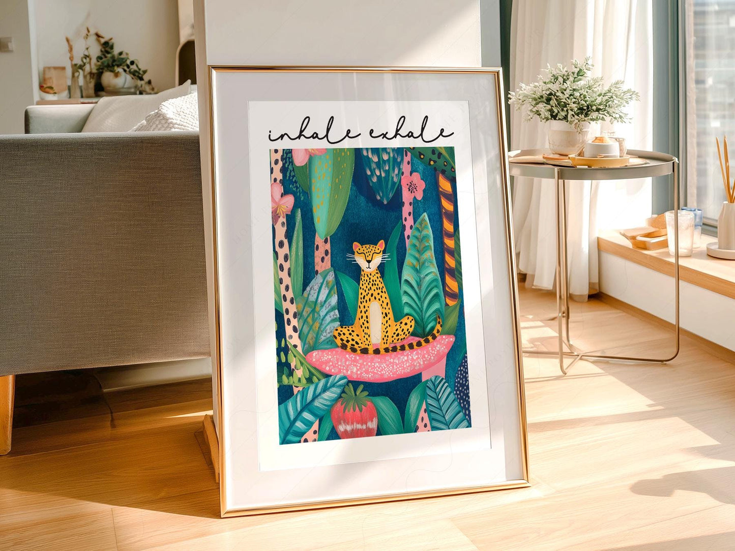 Inhale Exhale Cheetah Art Print – Maximalist Jungle – art print for baby shower gift