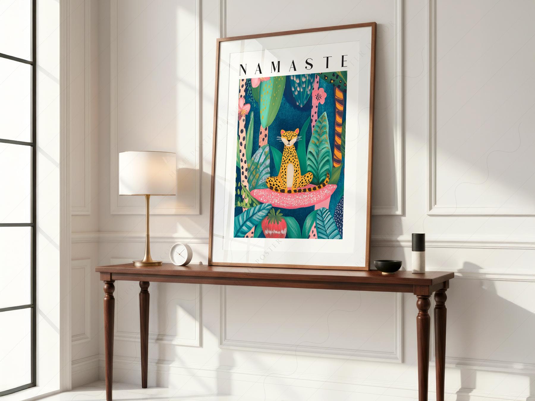 Namaste Leopard Print – Tropical Jungle Wall Art – gallery wall art poster