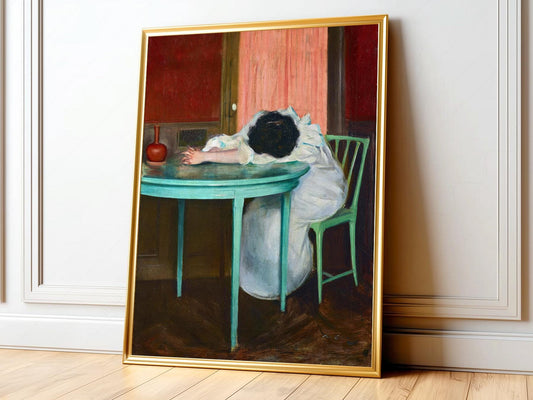 Ramon Casas Tired Art Print – Moody Vintage Portrait – museum quality art print