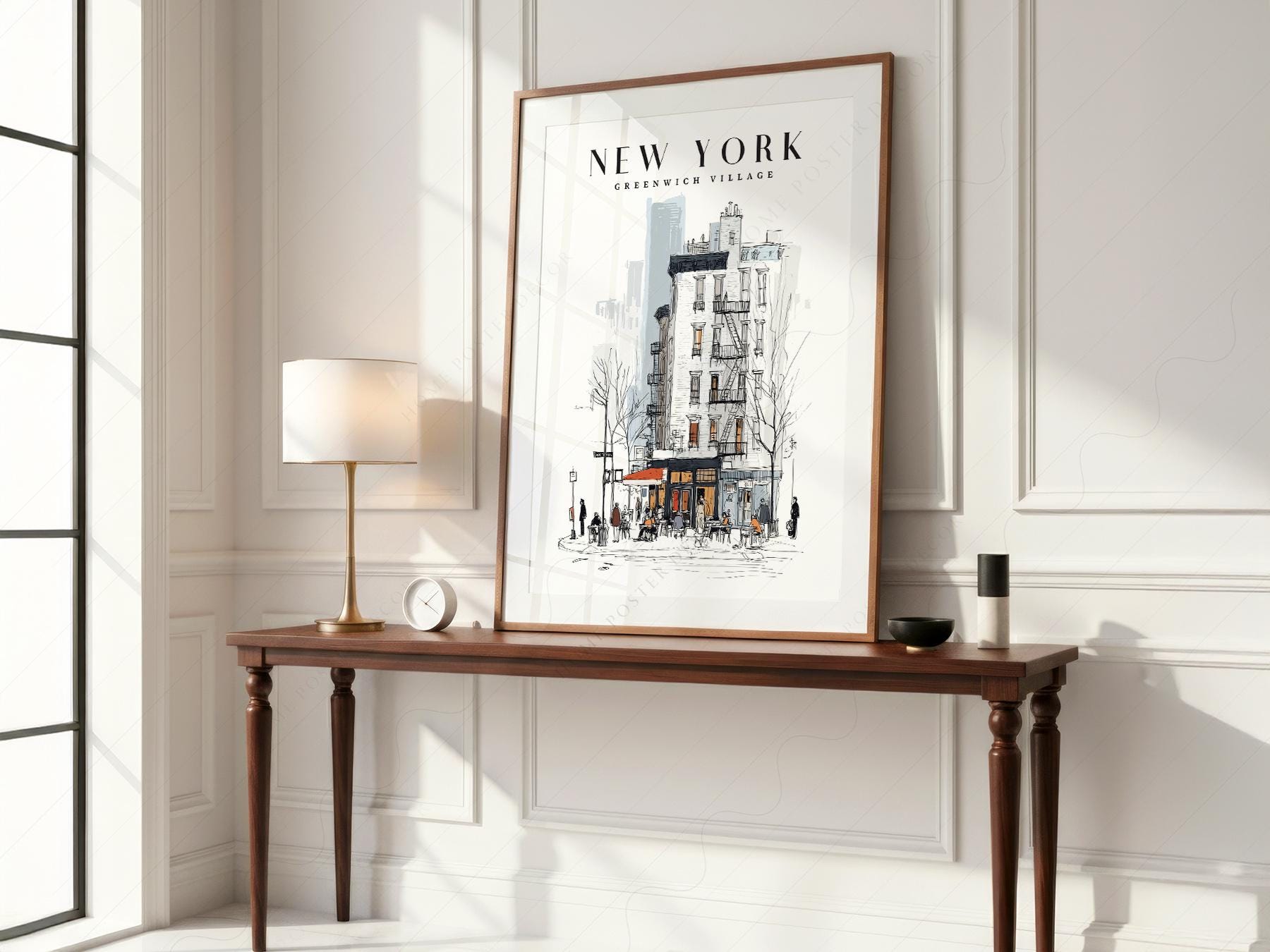 Greenwich Village New York Print – NYC Sketch Art – gallery wall art poster
