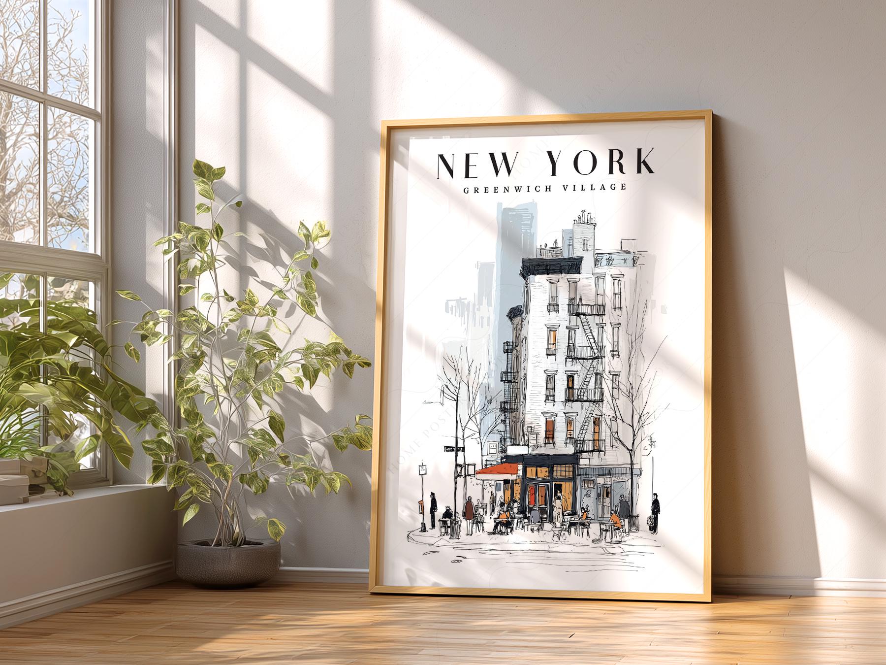 Greenwich Village New York Print – NYC Sketch Art – high quality art print