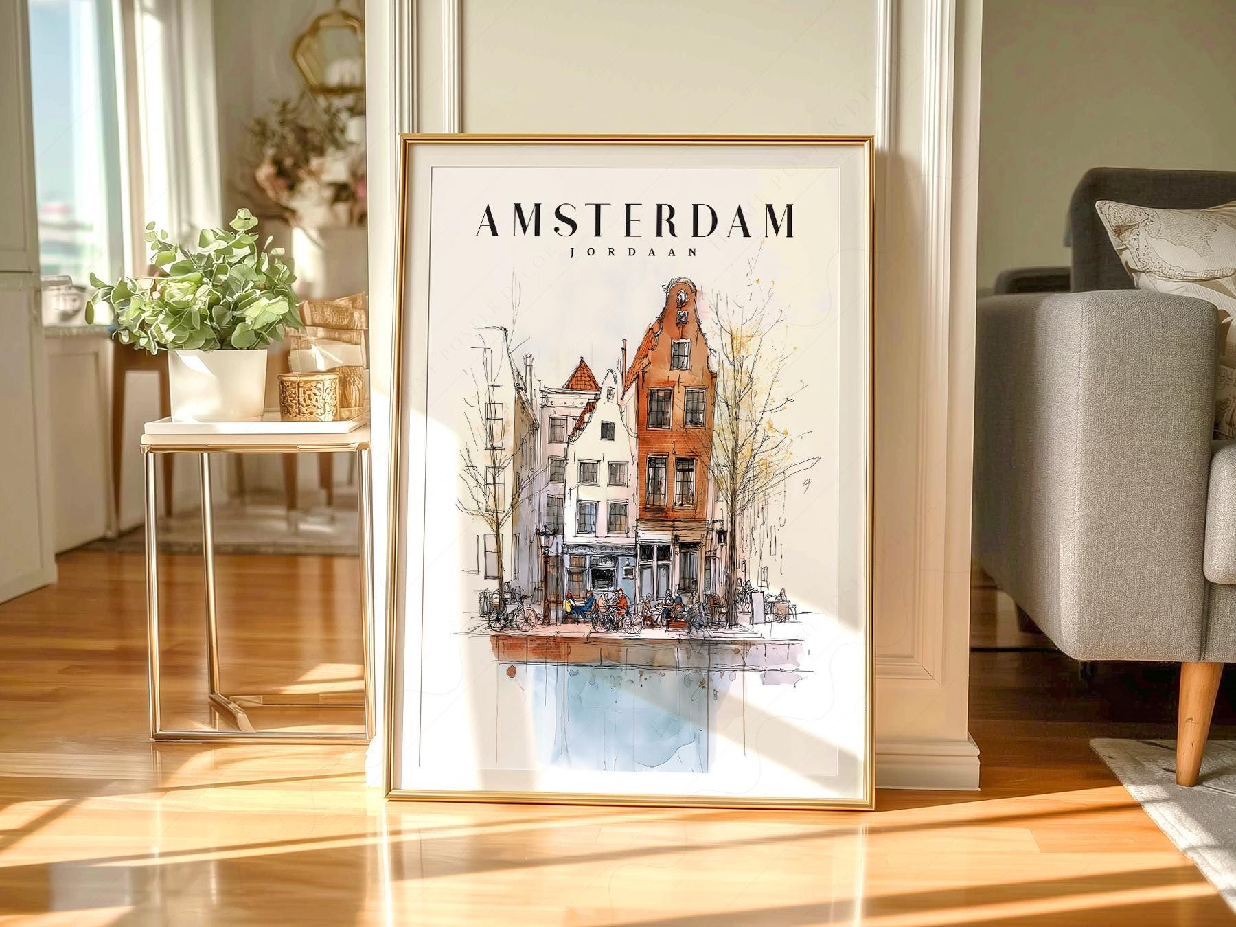 Amsterdam Jordaan Neighborhood Art Print – Dutch – classic art print reproduction
