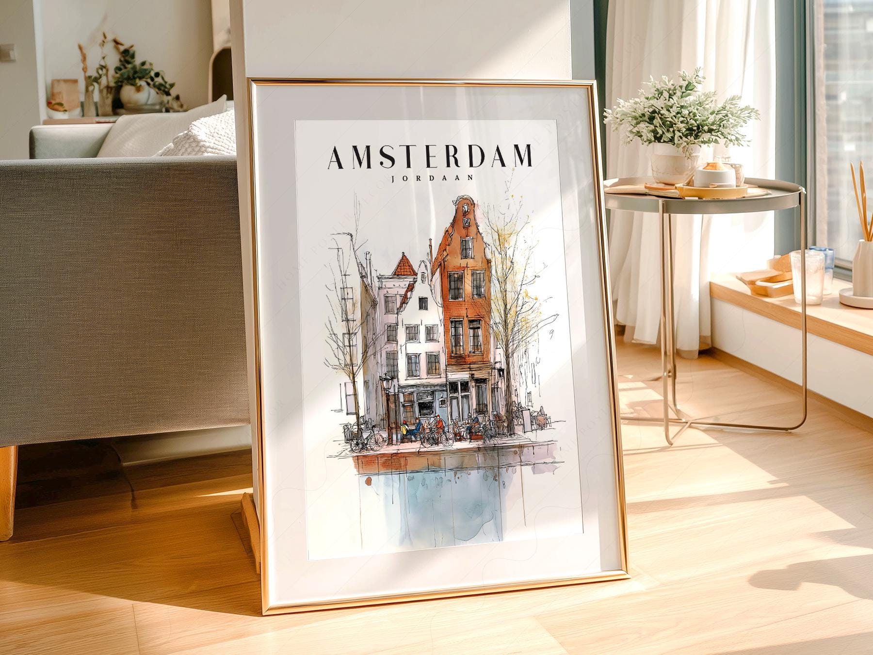 Amsterdam Jordaan Neighborhood Art Print – Dutch – art poster for living room