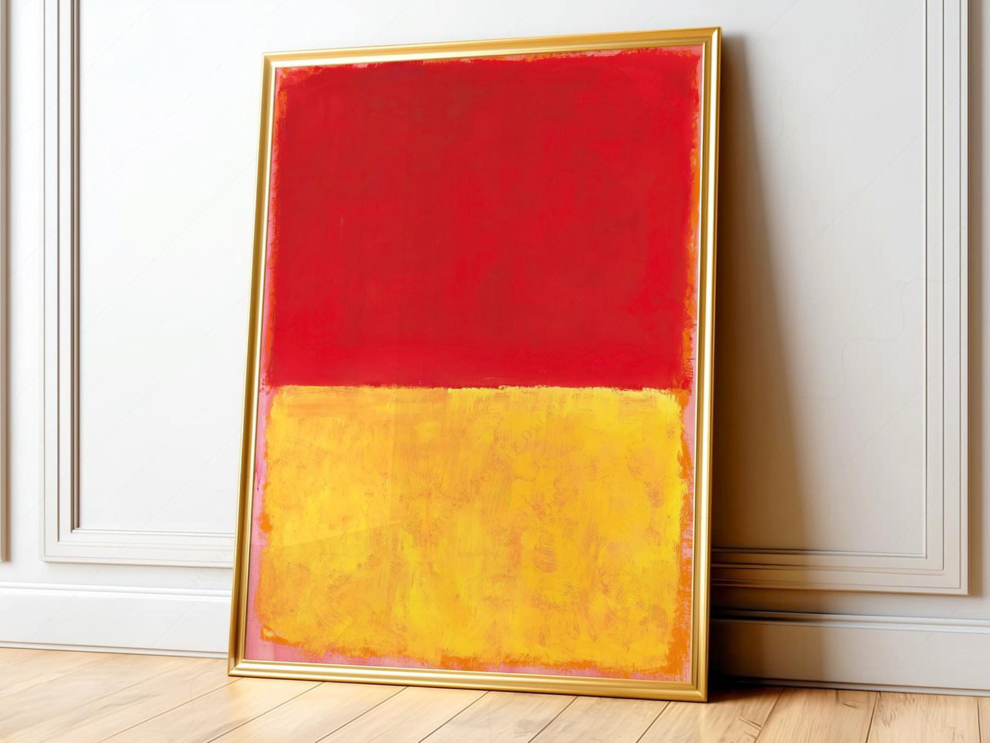 Mark Rothko red and yellow color field abstract art print for modern minimalist wall decor.