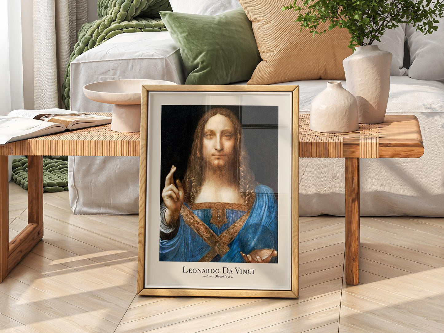 Leonardo da Vinci Salvator Mundi Art Print – exhibition poster wall art