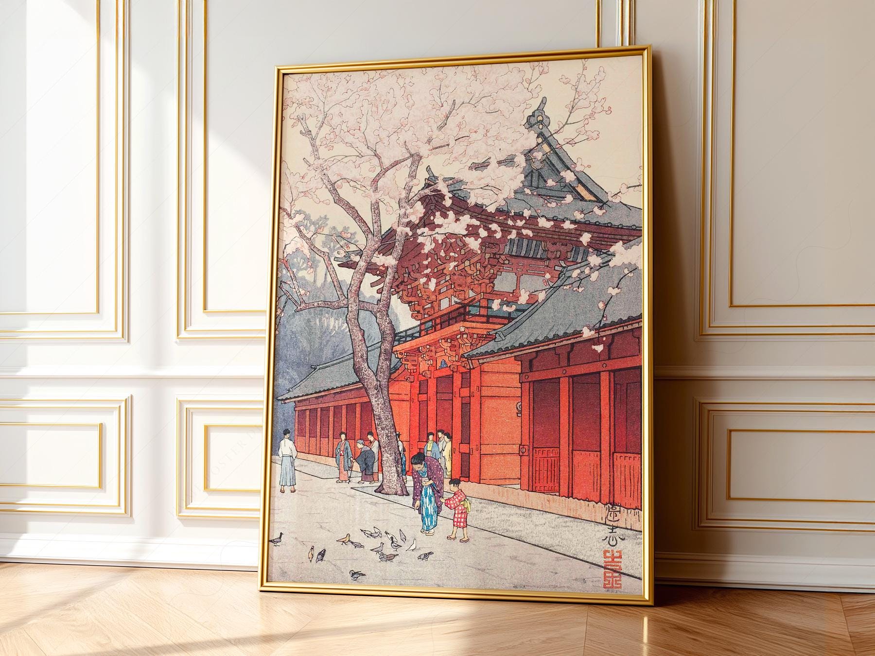 Hiroaki Takahashi Cherry Blossom Temple Print – museum quality art print
