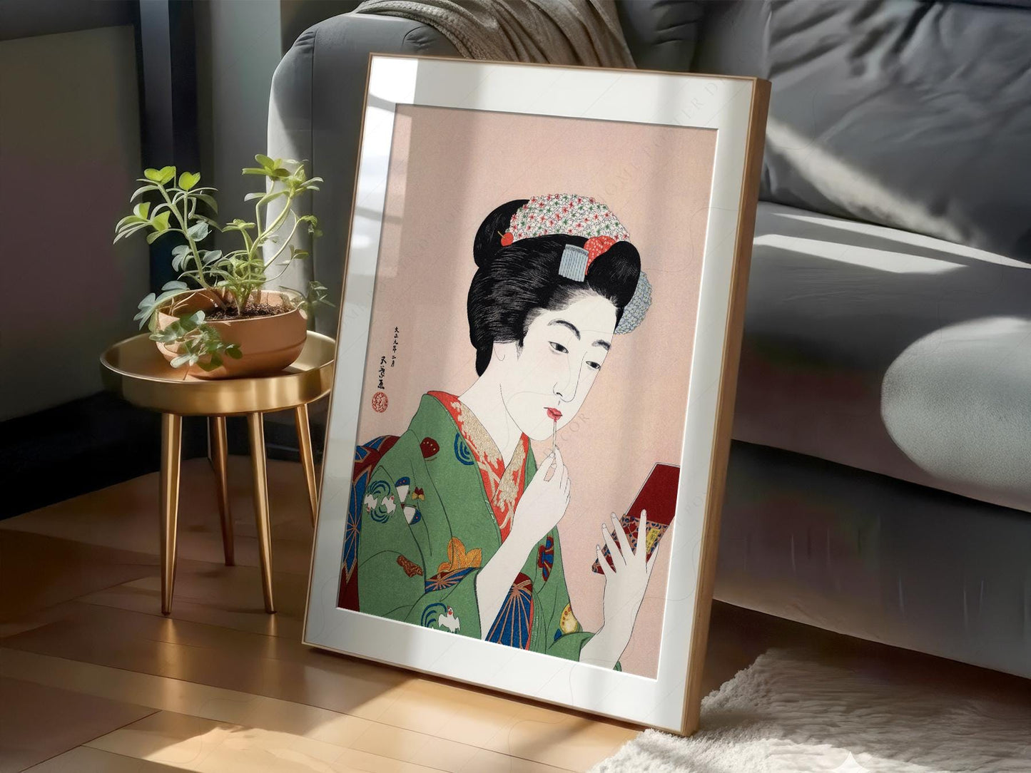 Goyo Hashiguchi Woman Applying Lipstick Print – archival paper art print