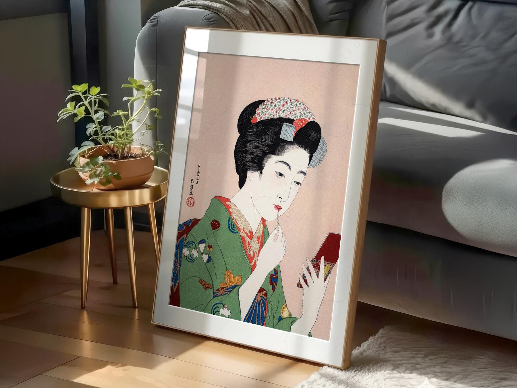 Goyo Hashiguchi Woman Applying Lipstick Print – archival paper art print