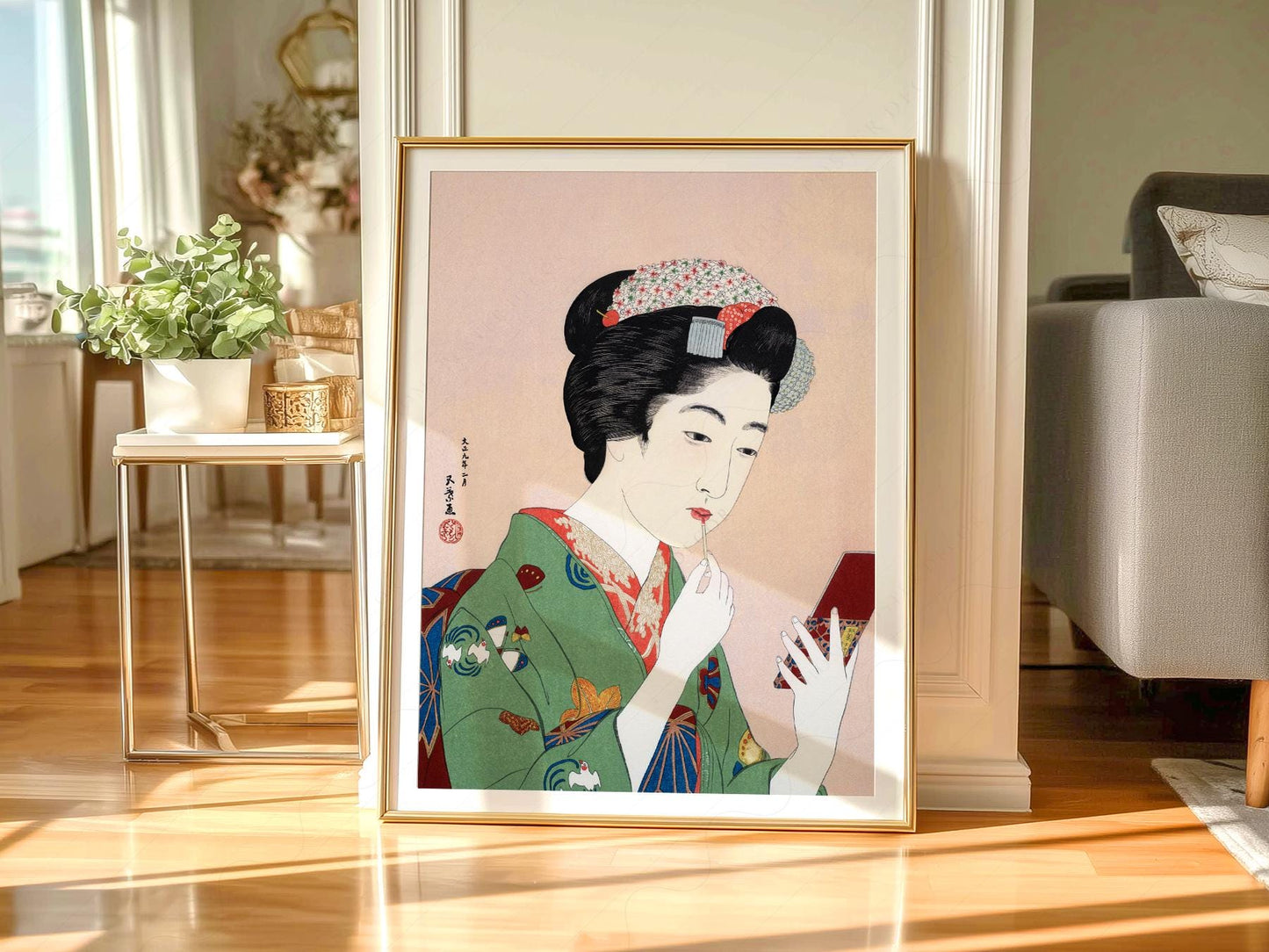 Goyo Hashiguchi Woman Applying Lipstick Print – gallery wall art poster