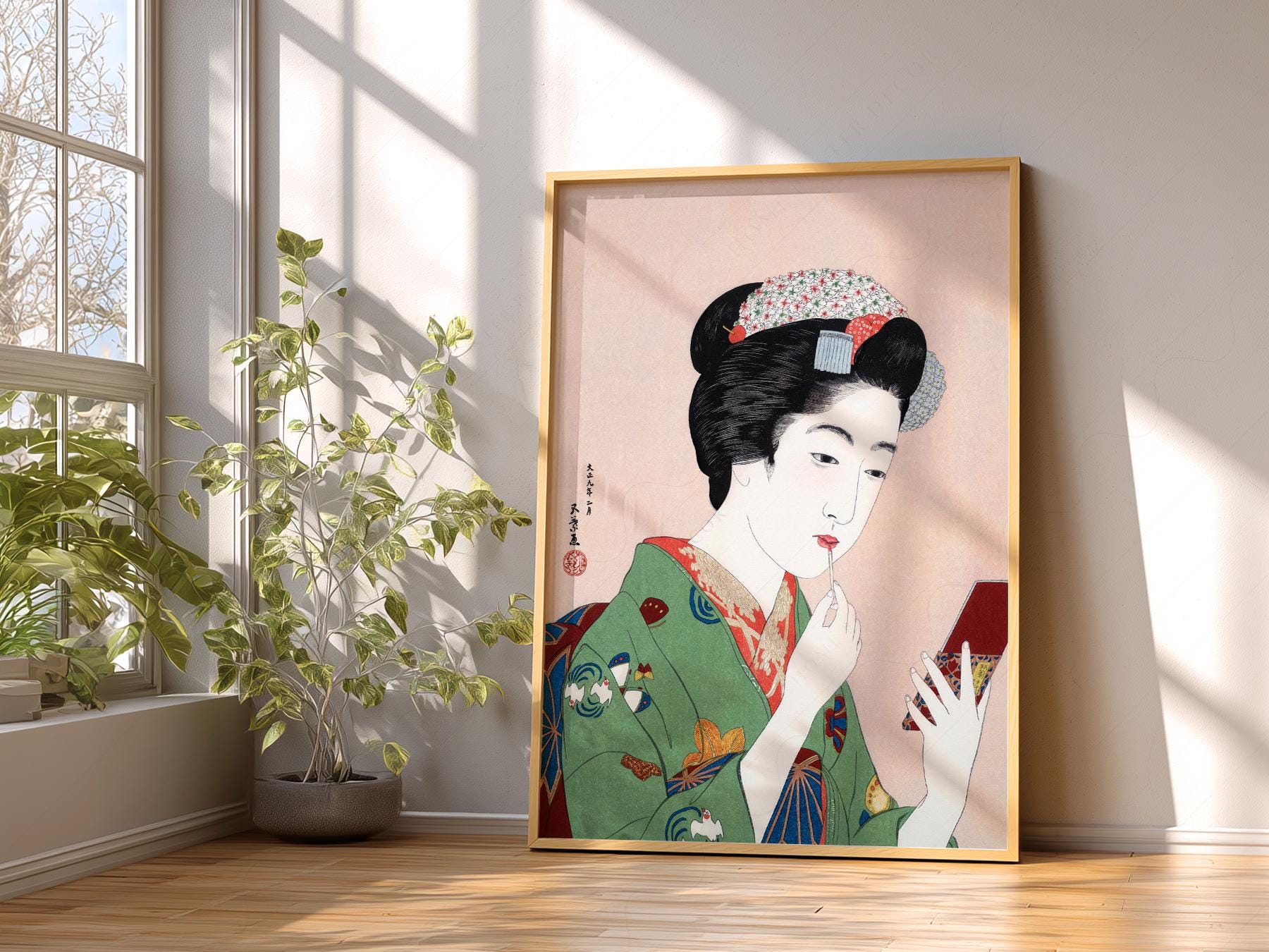 Goyo Hashiguchi Woman Applying Lipstick Print – art poster for living room