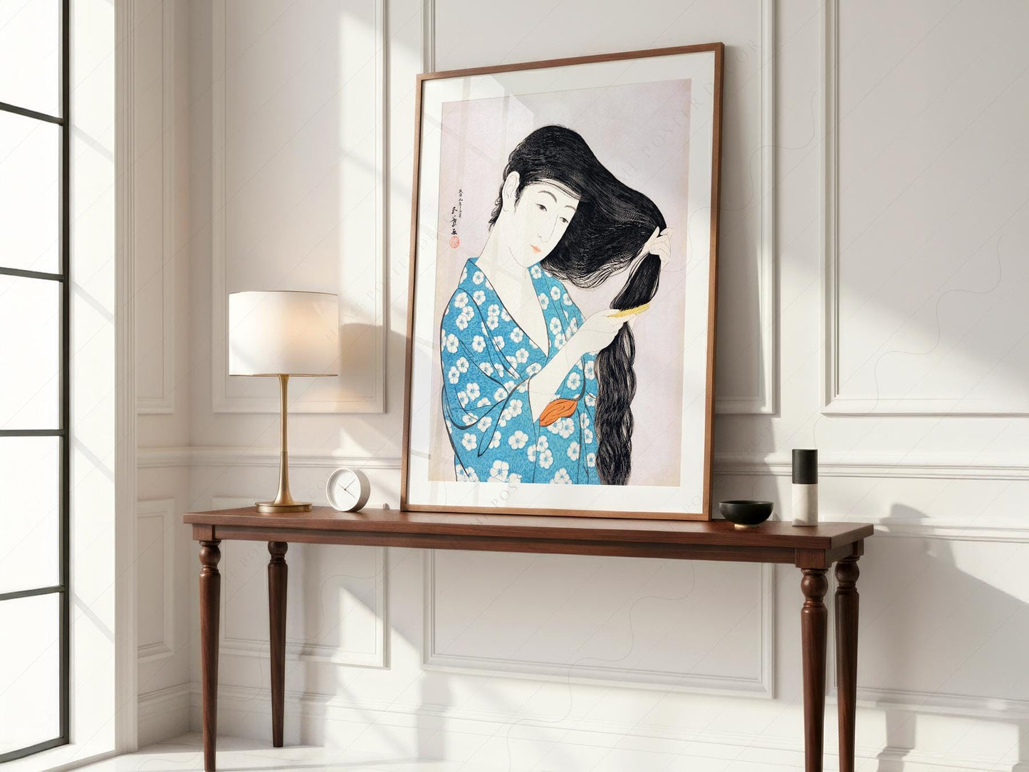 Hashiguchi Goyo Woman Combing Hair Print – Japanese – museum quality art print