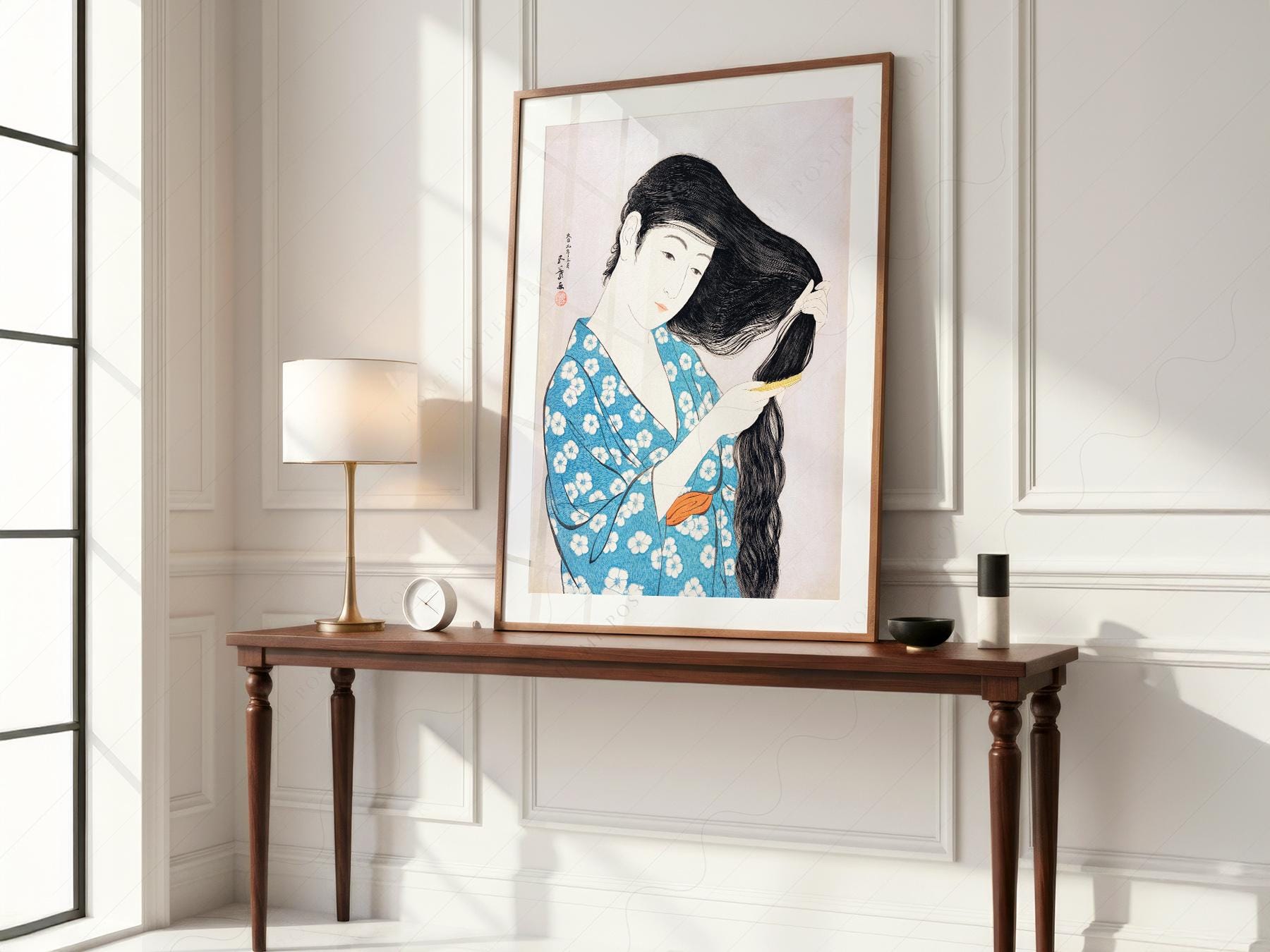 Hashiguchi Goyo Woman Combing Hair Print – Japanese – museum quality art print