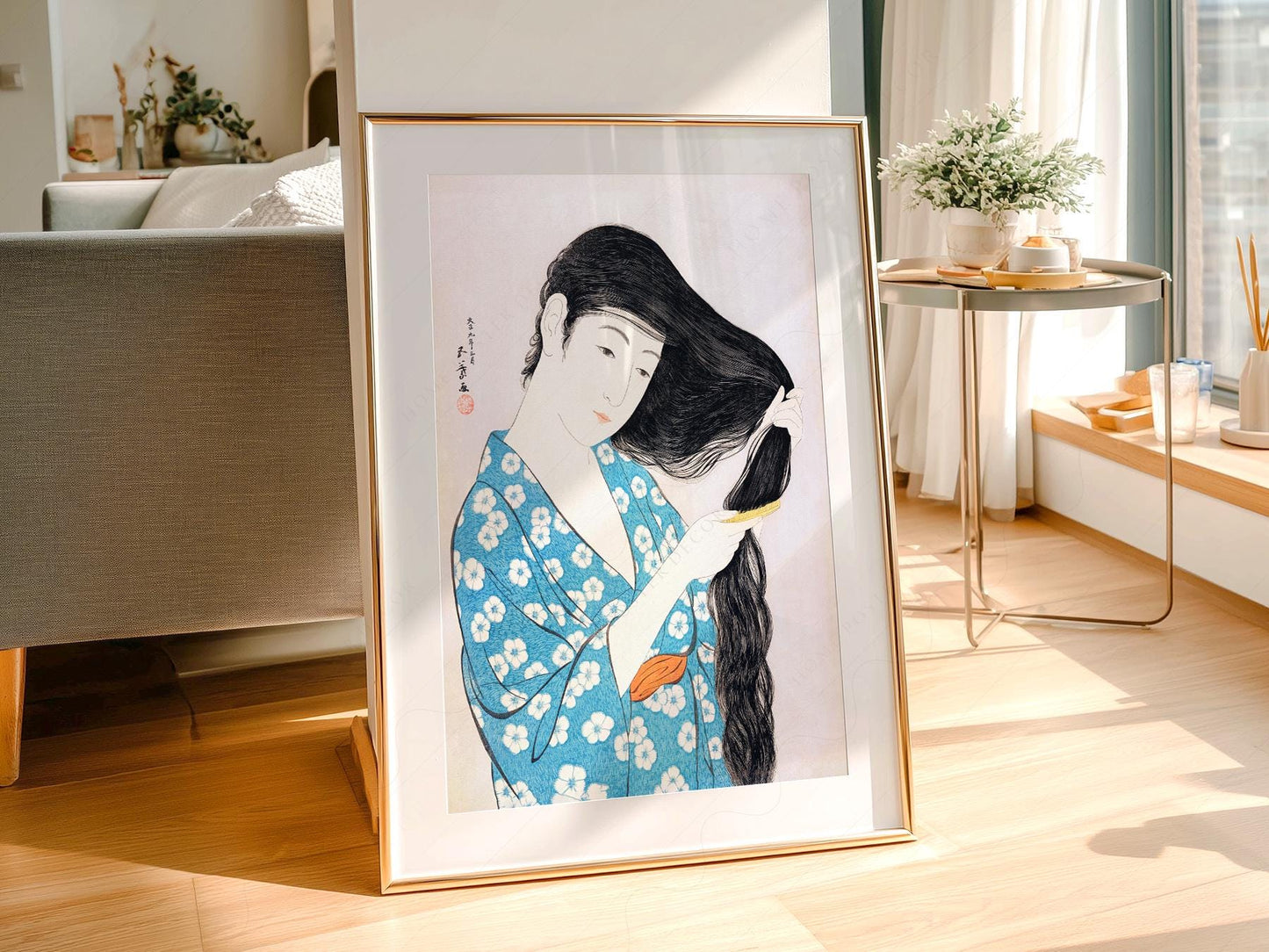 Hashiguchi Goyo Woman Combing Hair Print – Japanese – classic art print reproduction