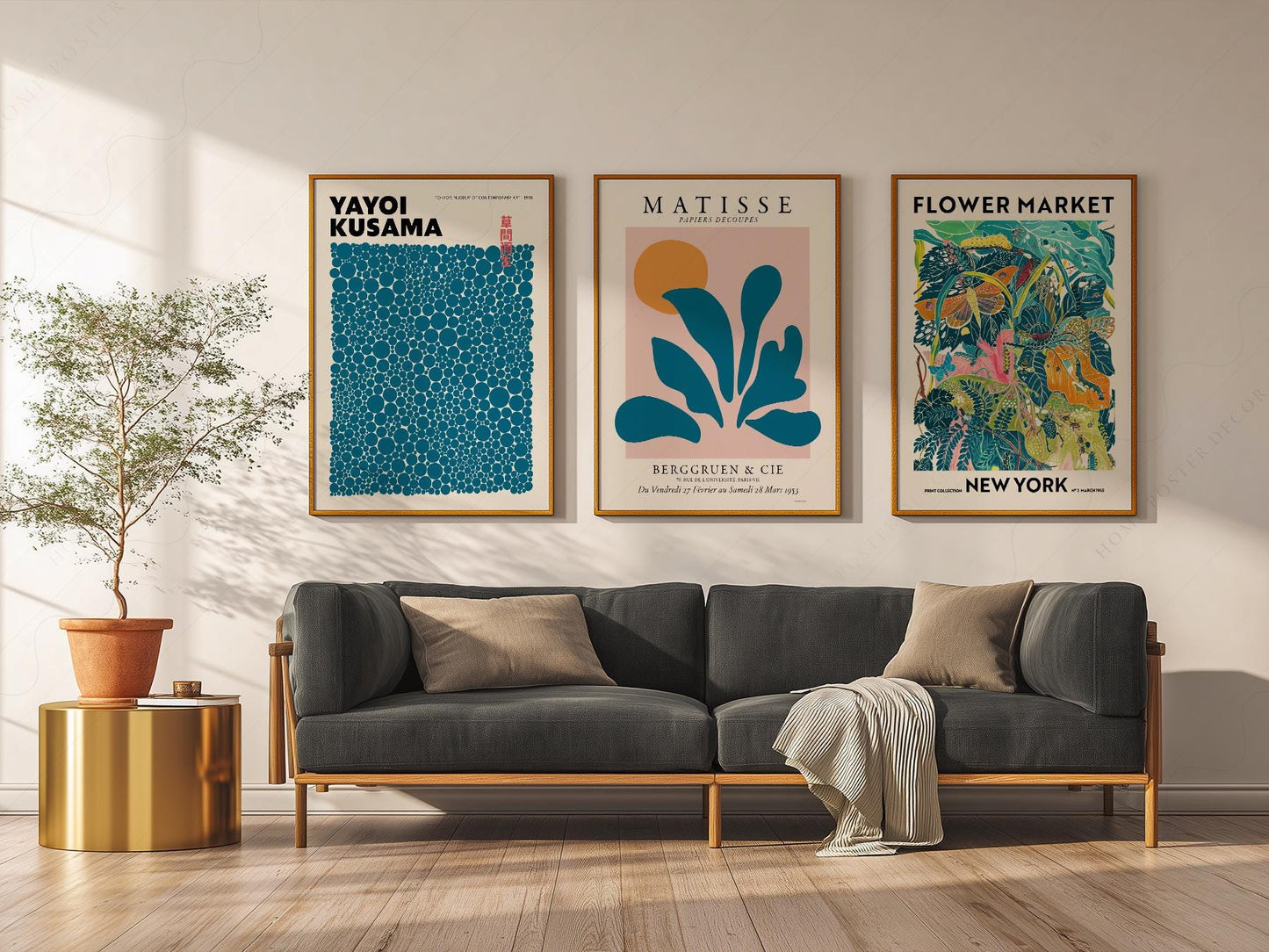 Teal Gallery Wall Set – Matisse Kusama Flower Market – fine art wall poster