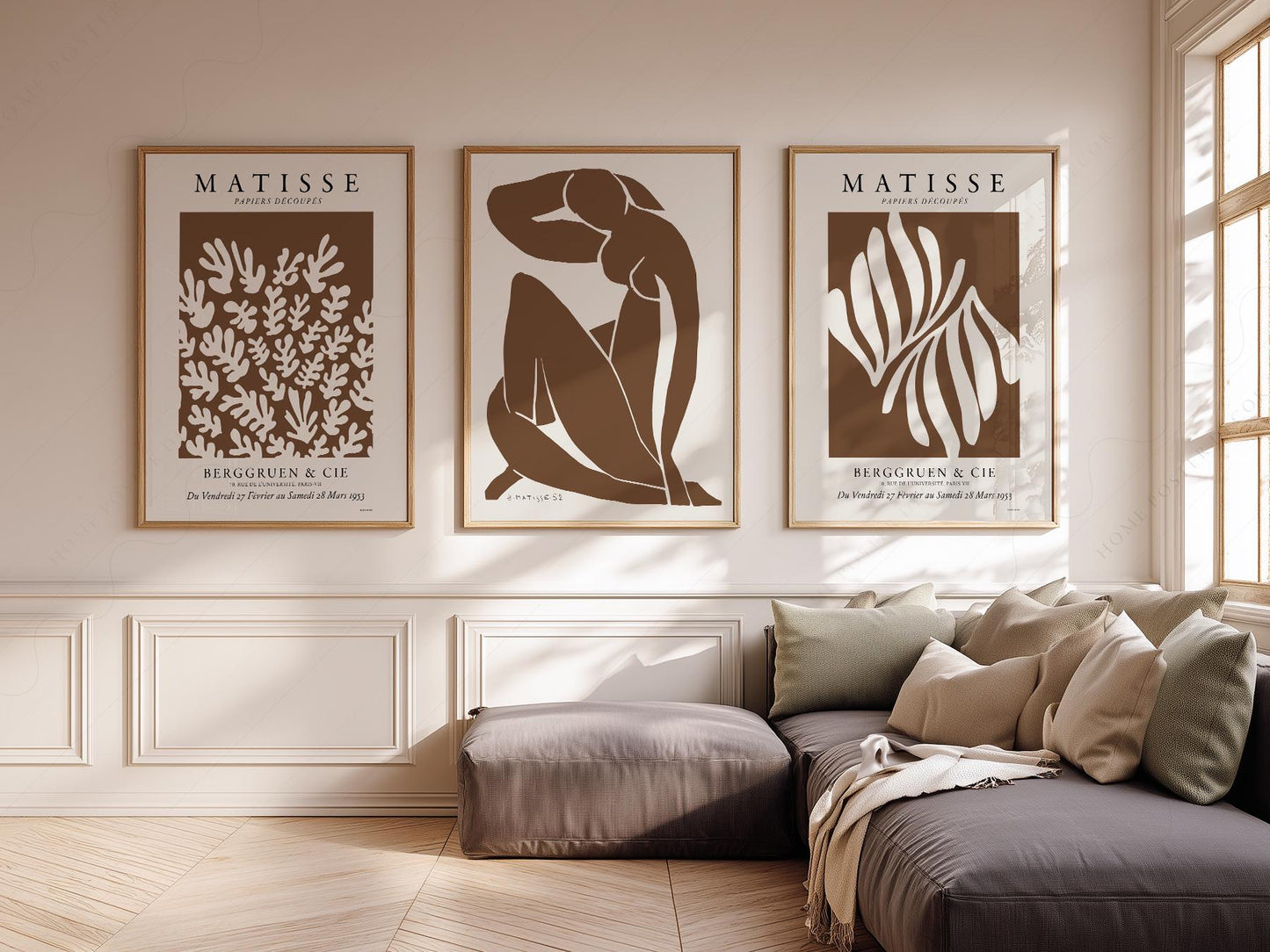 Henri Matisse Set of 3 Art Prints – Neutral Cut-Out – archival paper art print