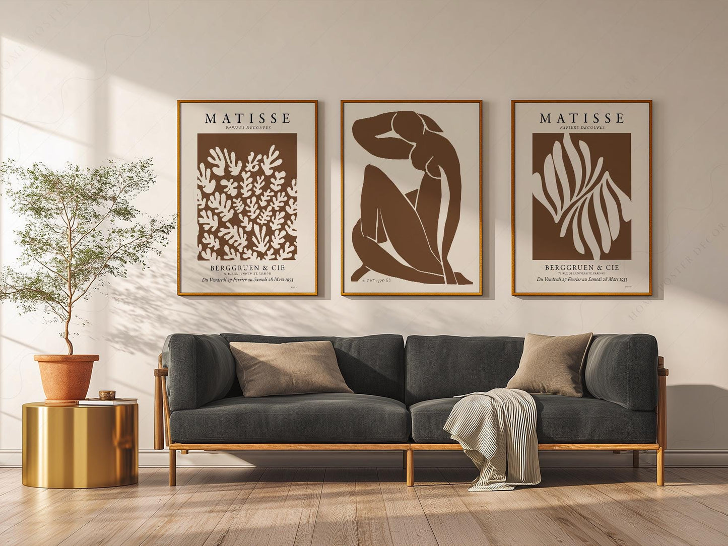 Henri Matisse Set of 3 Art Prints – Neutral Cut-Out – fine art wall poster