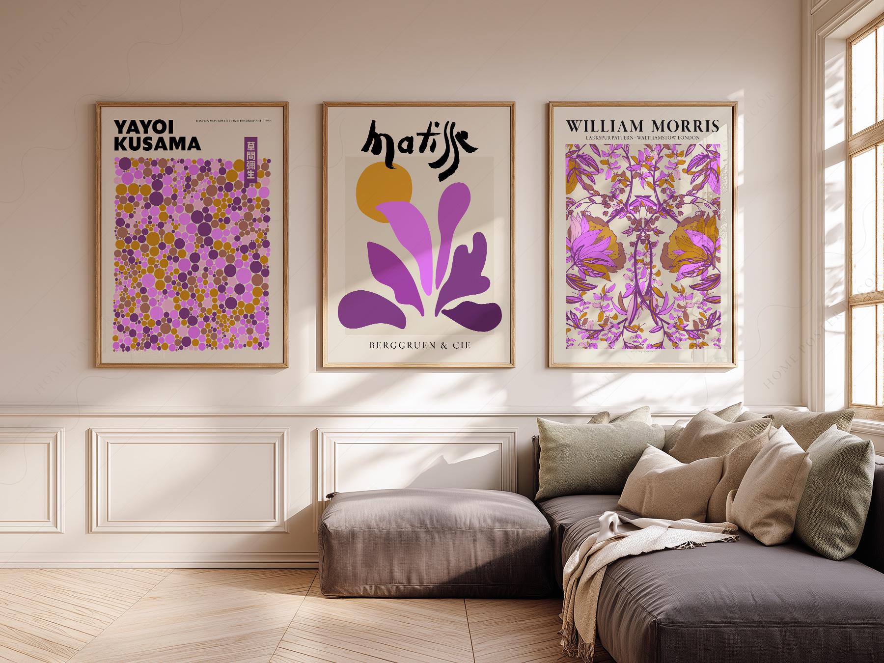 Matisse Morris Kusama Set of 3 Prints – Purple Gallery – art poster for living room