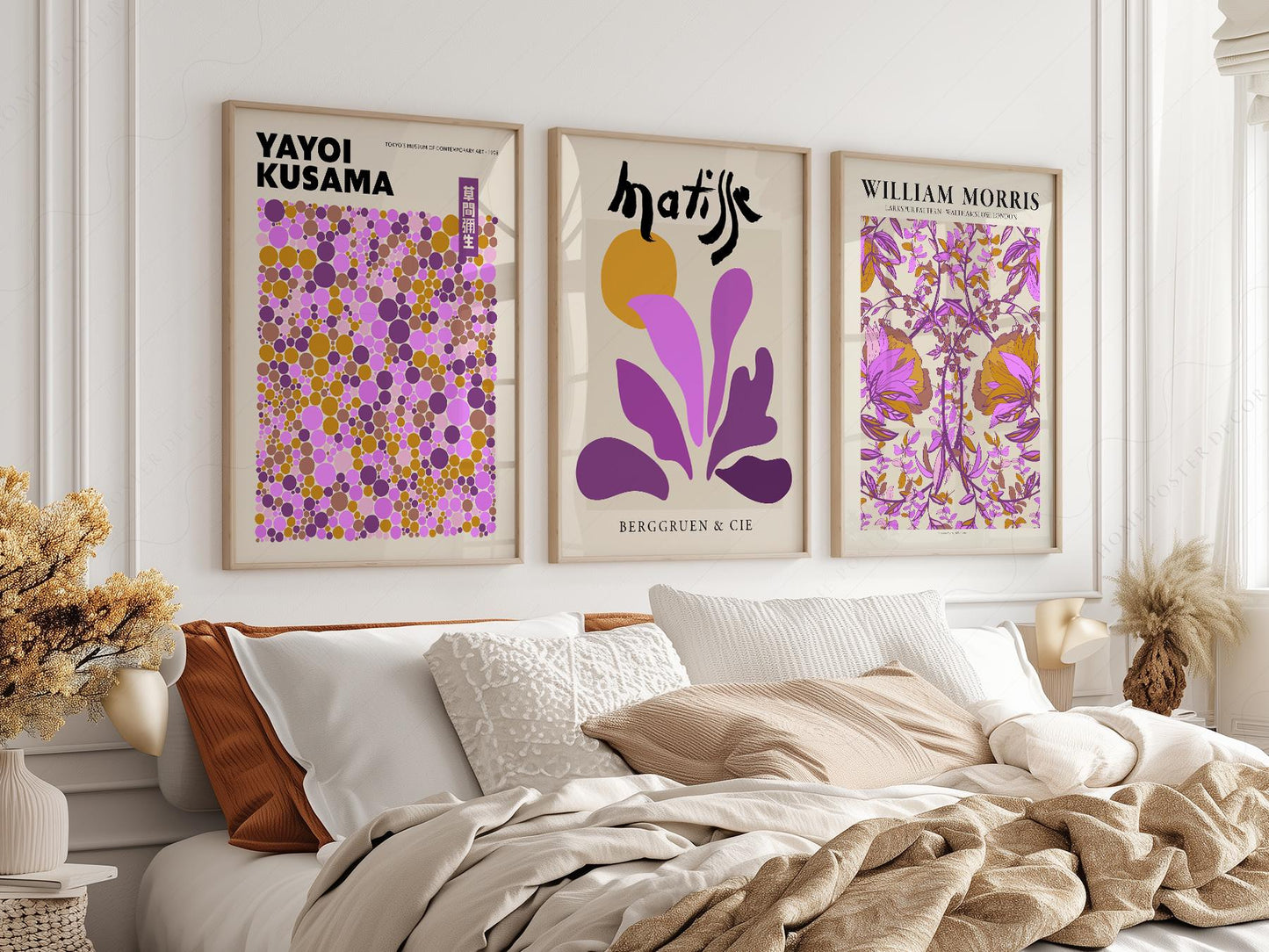 Matisse Morris Kusama Set of 3 Prints – Purple Gallery – archival paper art print