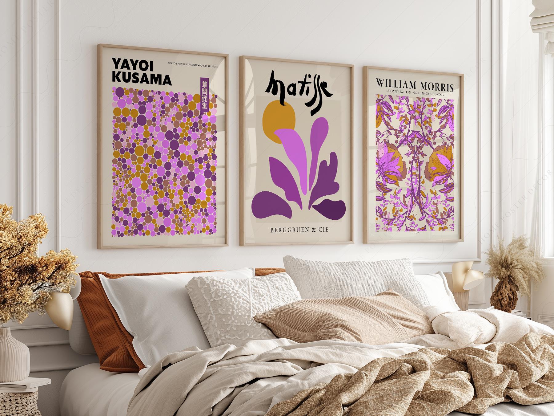 Matisse Morris Kusama Set of 3 Prints – Purple Gallery – archival paper art print