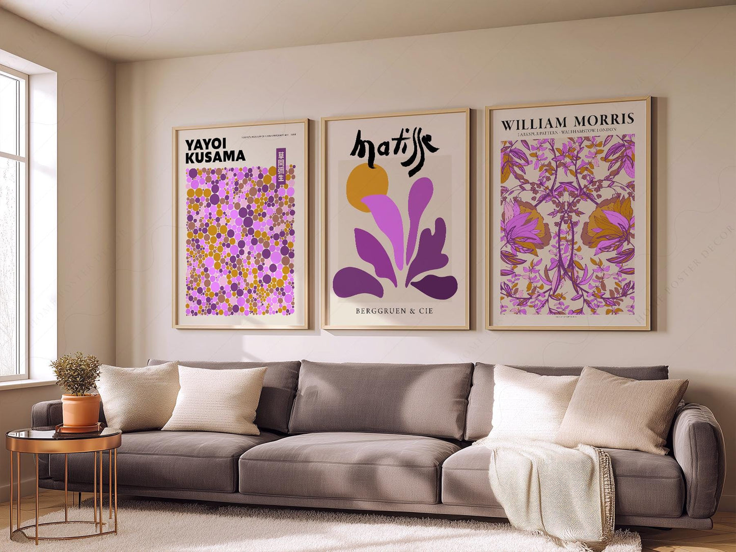 Matisse Morris Kusama Set of 3 Prints – Purple Gallery – high quality art print