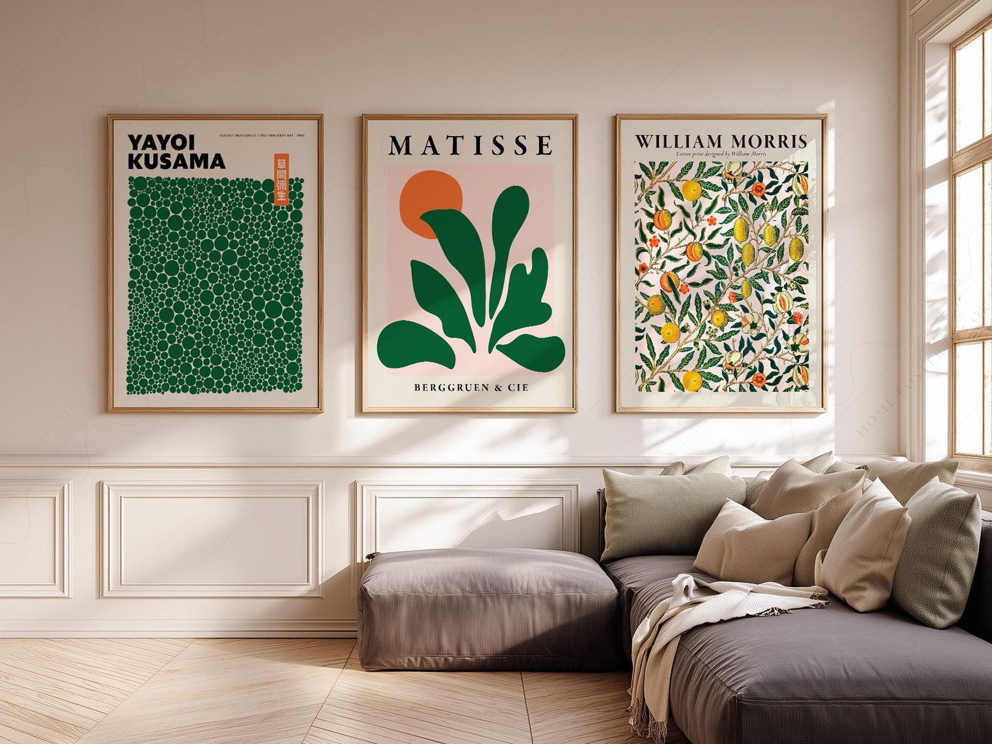 Kusama Matisse William Morris Set of 3 Prints – Green – fine art wall poster