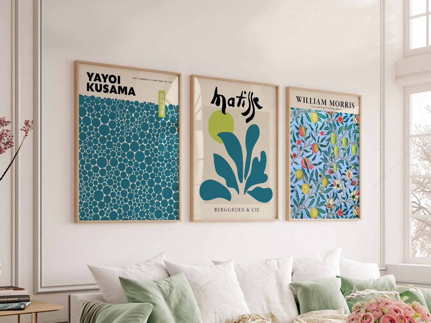 Kusama Matisse Morris Gallery Wall Set of 3 – Teal – archival paper art print