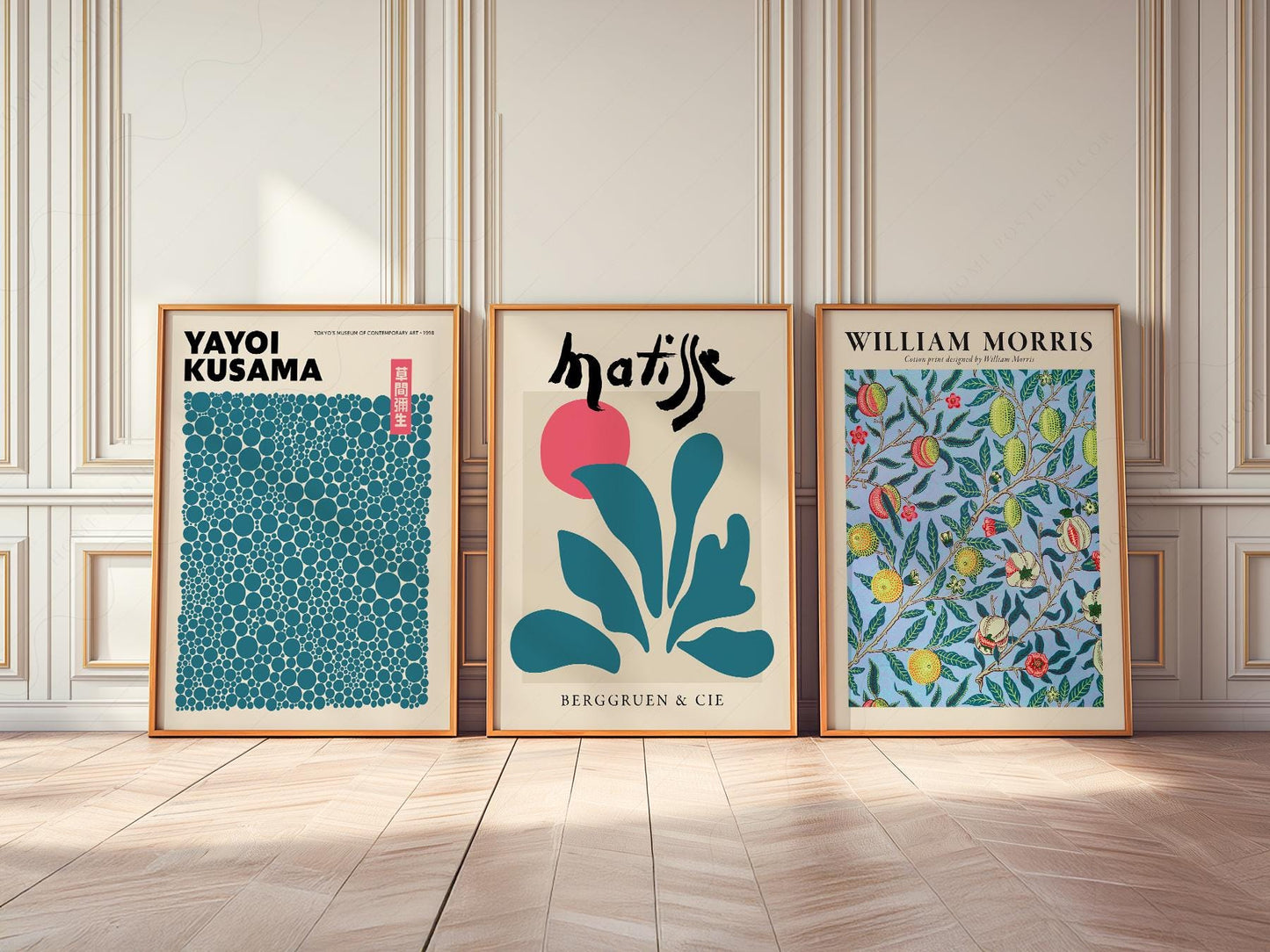 Kusama Matisse William Morris Set of 3 Prints – gallery wall art poster