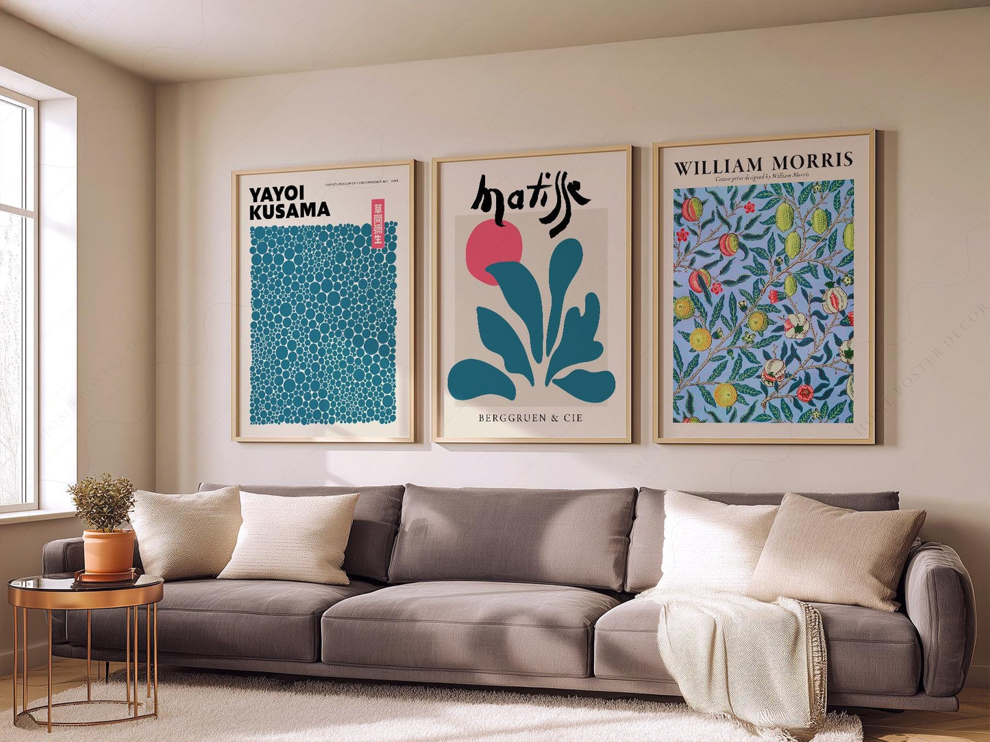 Kusama Matisse William Morris Set of 3 Prints – classic art print reproduction