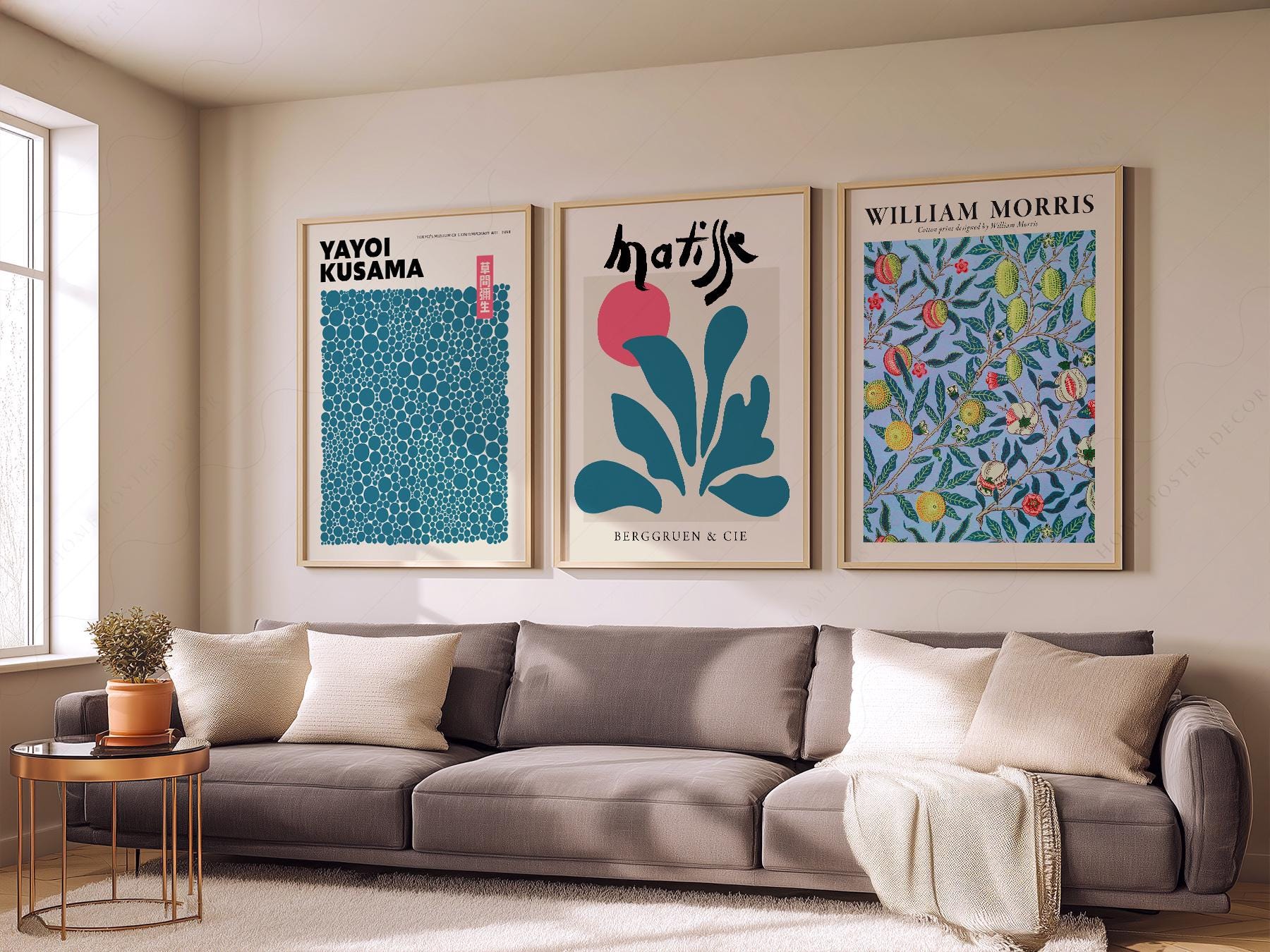 Kusama Matisse William Morris Set of 3 Prints – classic art print reproduction