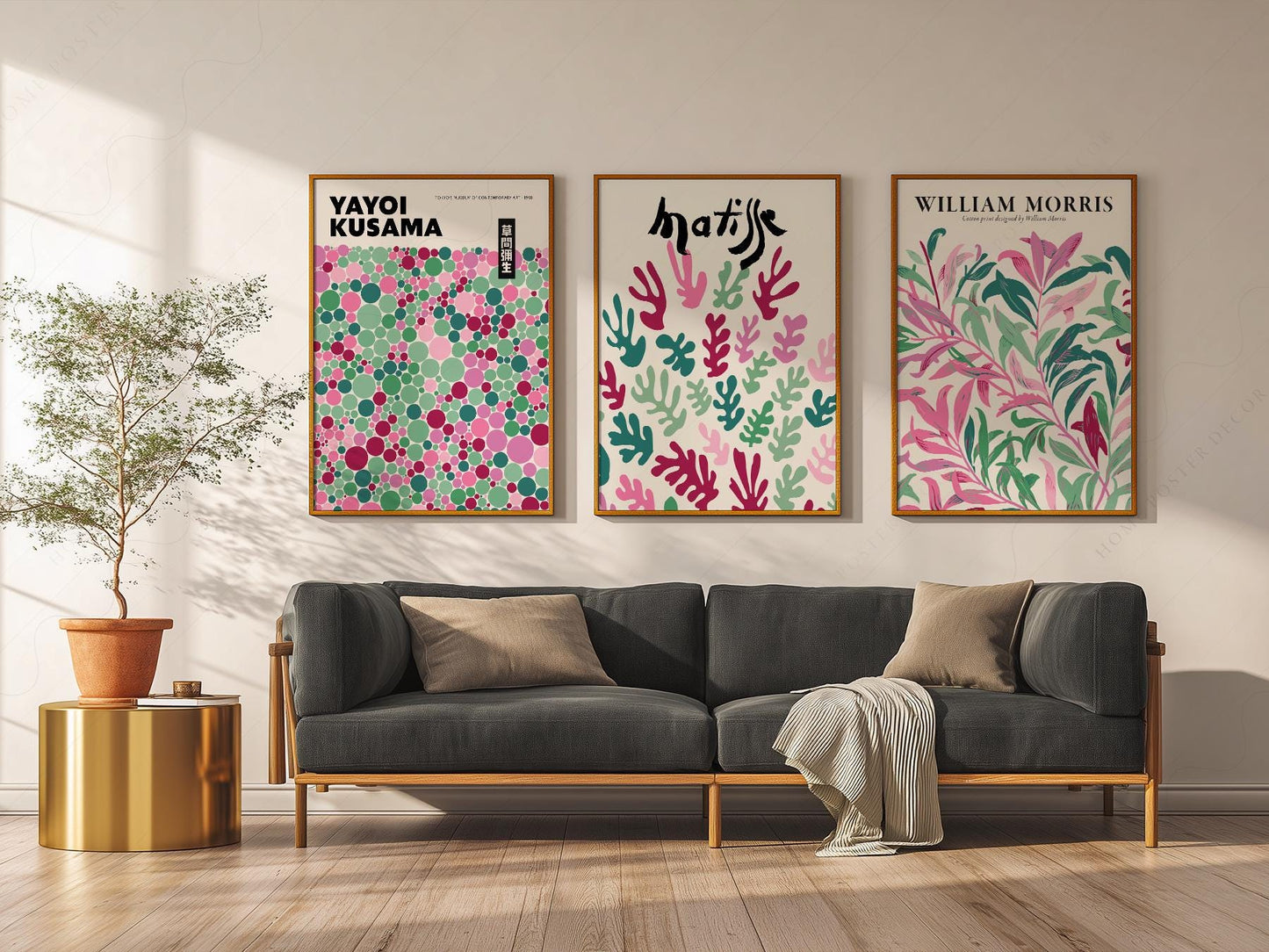 Matisse Kusama Morris Set of 3 Prints – Pink Green – high quality art print