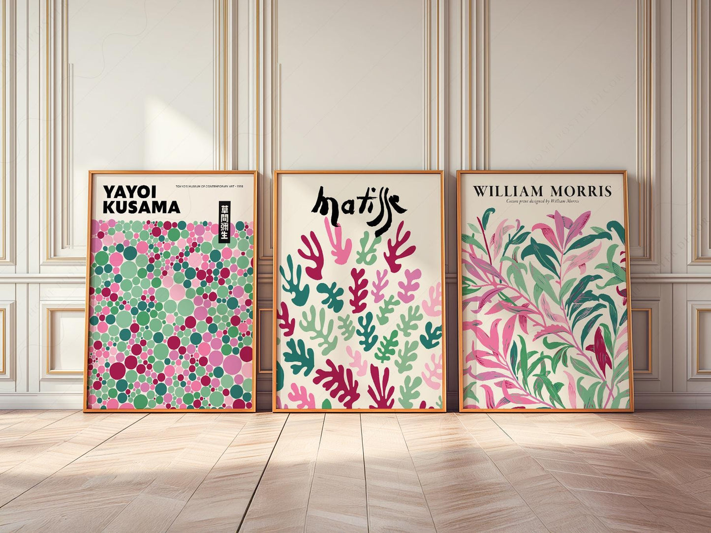 Matisse Kusama Morris Set of 3 Prints – Pink Green – exhibition poster wall art