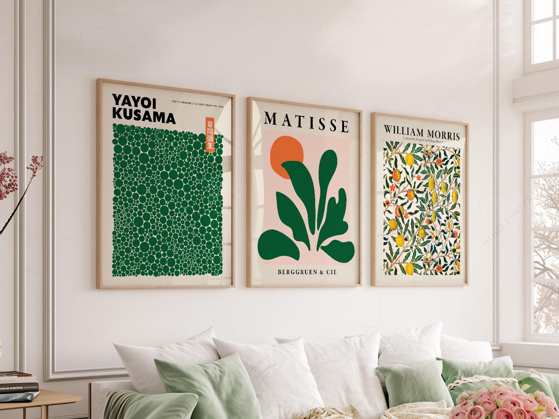 William Morris Matisse Kusama Gallery Wall Set – Green – archival paper art print