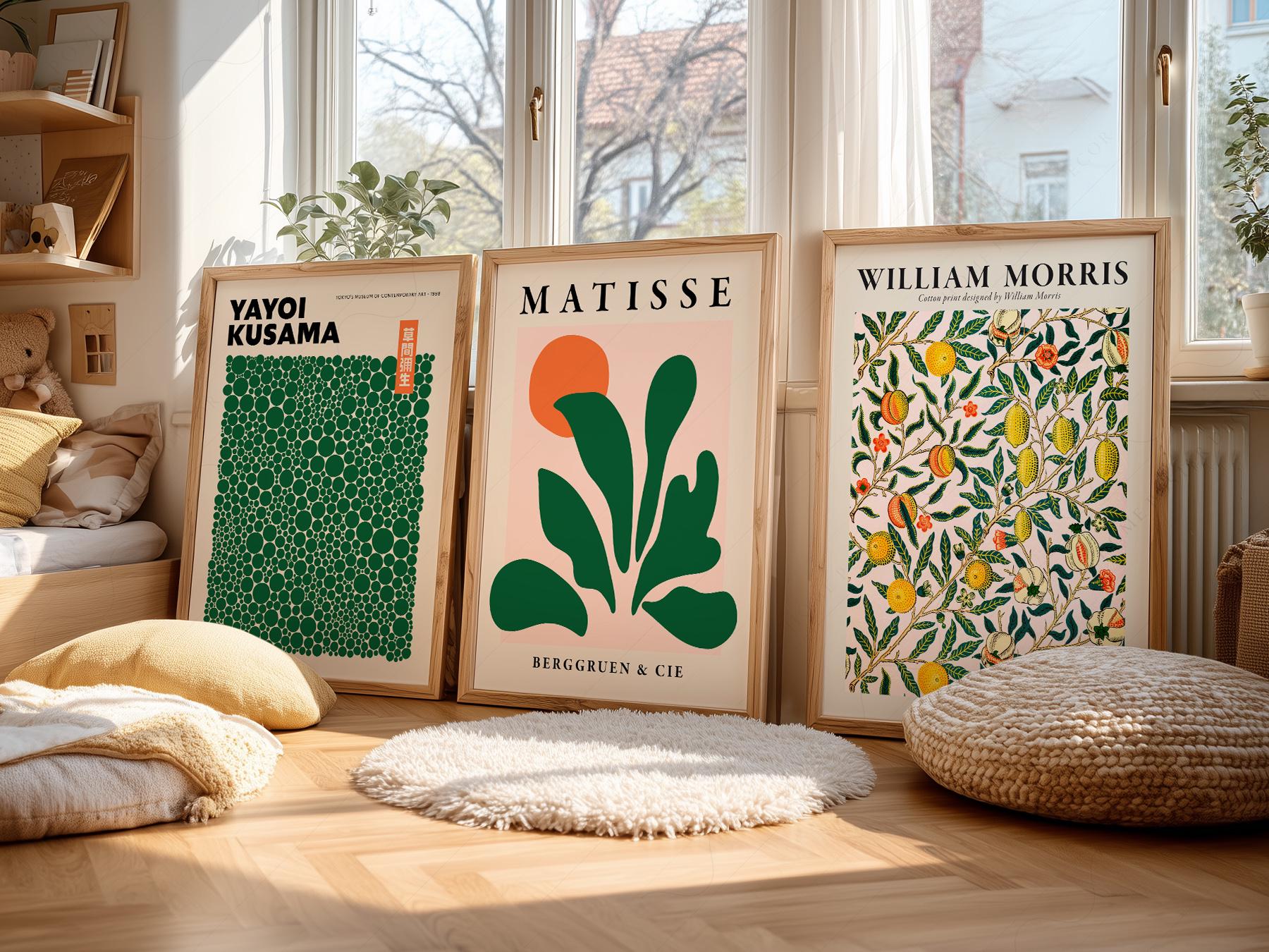 William Morris Matisse Kusama Gallery Wall Set – Green – fine art wall poster