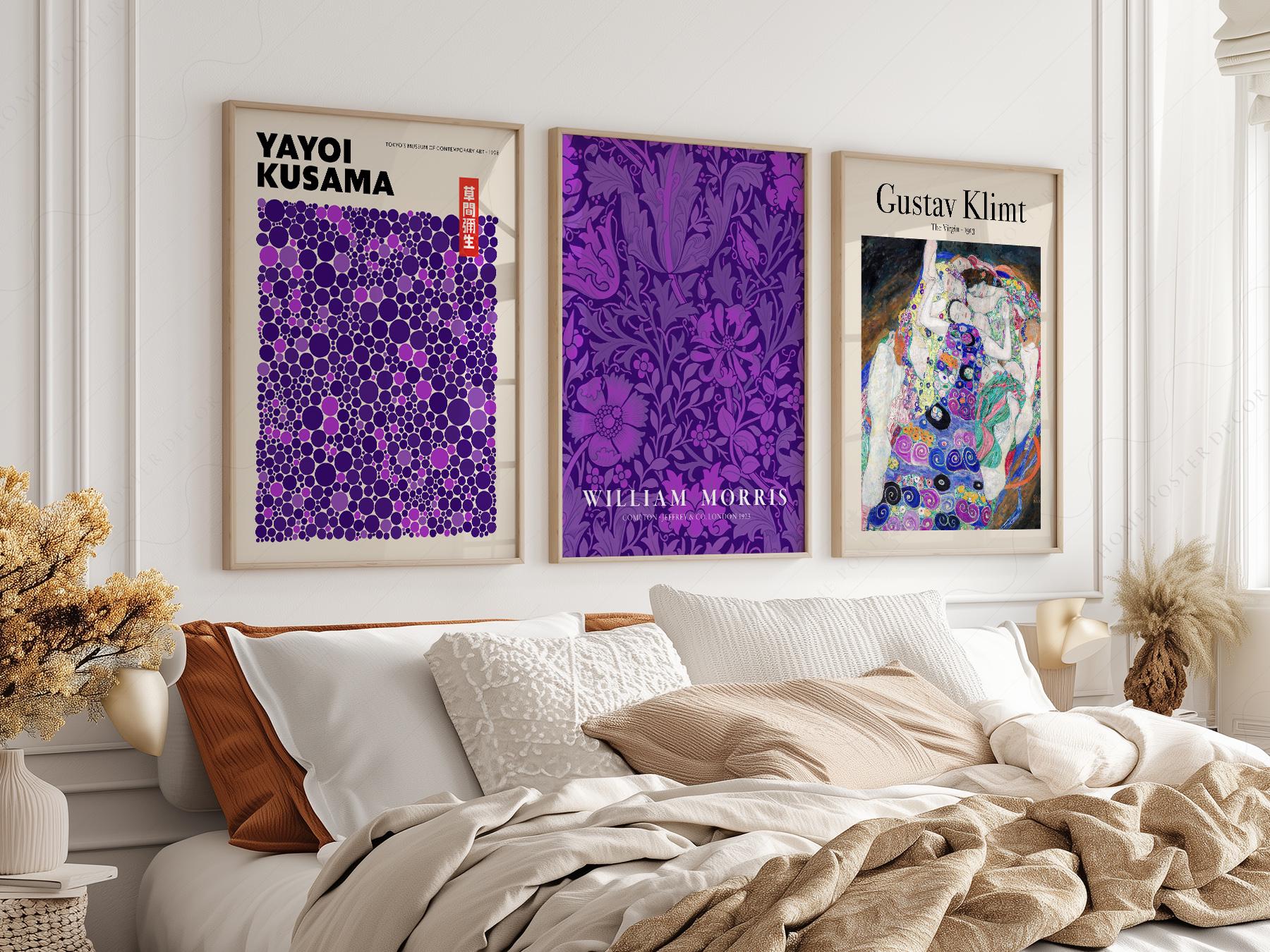 Purple Gallery Wall Set of 3 Prints – Kusama Morris – exhibition poster wall art
