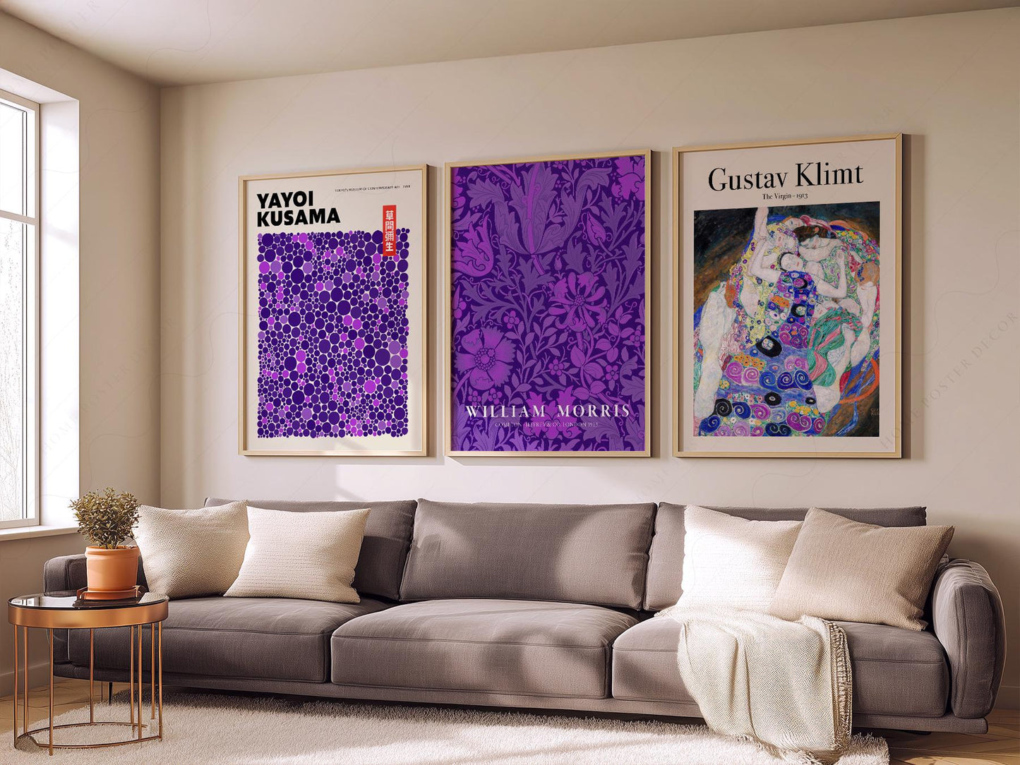 Purple Gallery Wall Set of 3 Prints – Kusama Morris – archival paper art print