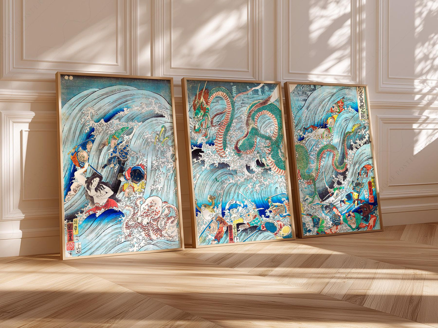 Utagawa Kuniyoshi Dragon Triptych Print Set – Japanese – museum quality art print