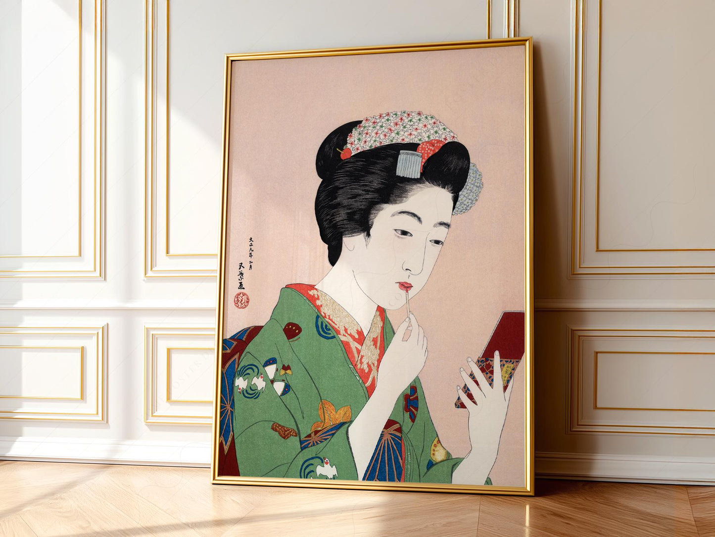 Goyo Hashiguchi Woman Applying Lipstick Print – classic art print reproduction