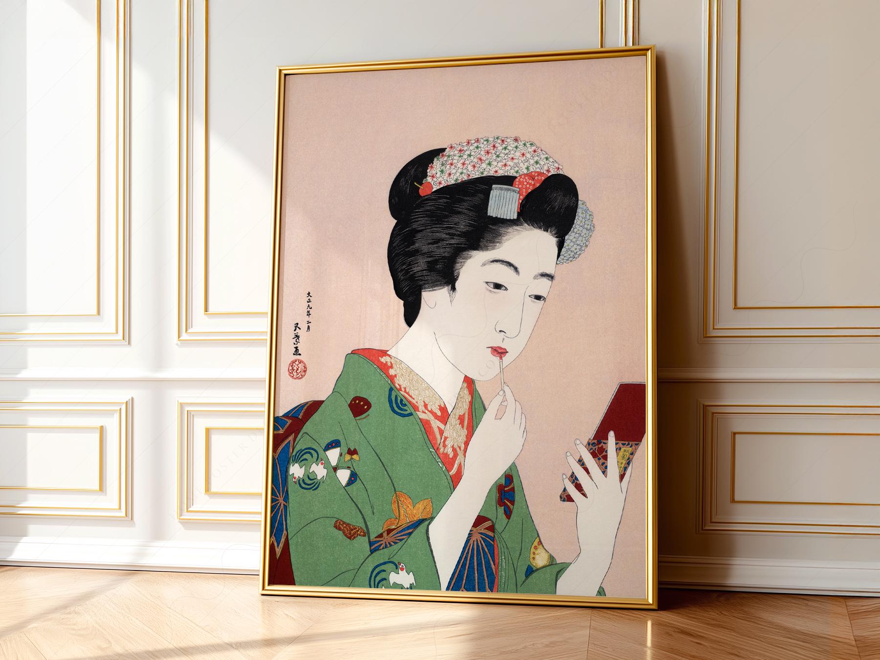 Goyo Hashiguchi Woman Applying Lipstick Print – classic art print reproduction