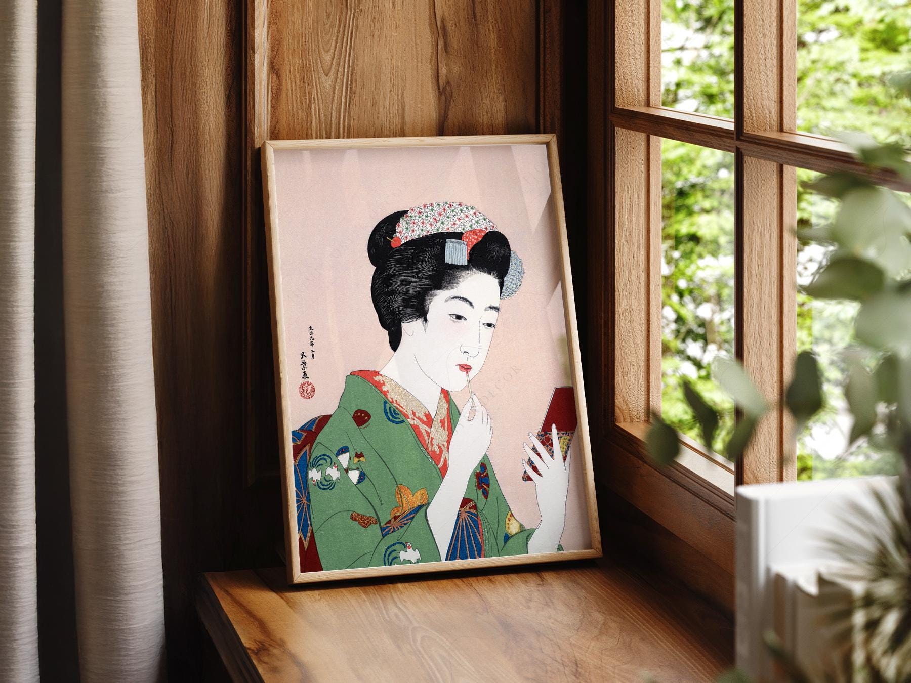 Goyo Hashiguchi Woman Applying Lipstick Print – fine art wall poster