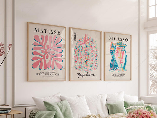 Matisse Picasso Kusama Gallery Wall Set – Modern Art – fine art print wall decor