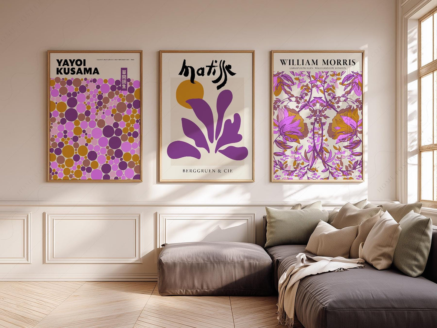 Matisse Morris Kusama Set of 3 Prints – Purple Boho – high quality art print