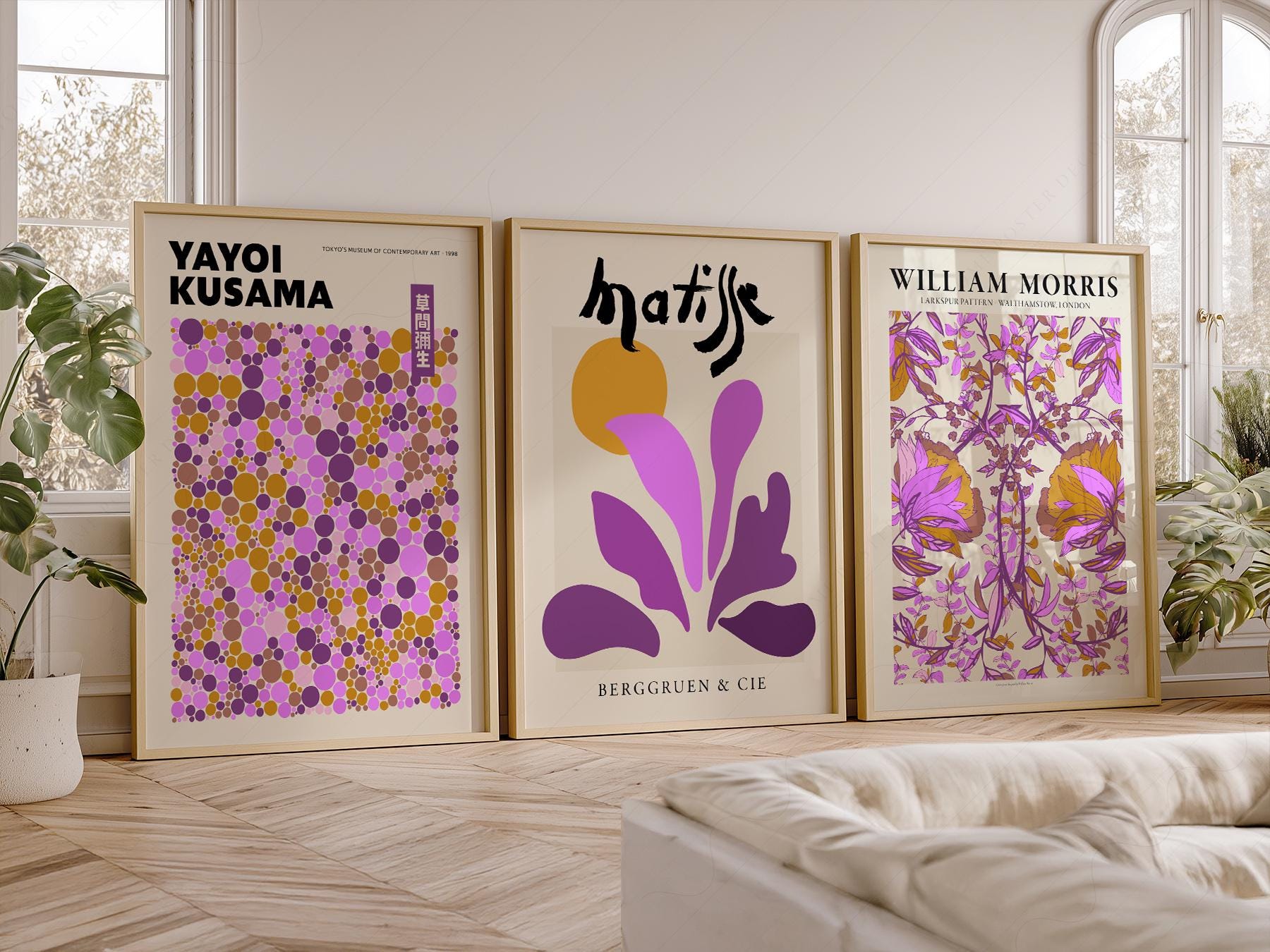 Matisse Morris Kusama Set of 3 Prints – Purple Gallery – fine art print wall decor