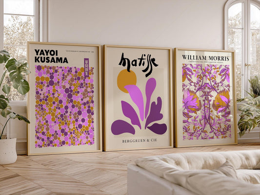Matisse Morris Kusama Set of 3 Prints – Purple Gallery – fine art print wall decor