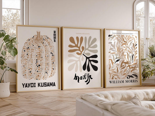 Matisse Kusama Morris Gallery Wall Set of 3 – Neutral – fine art print wall decor