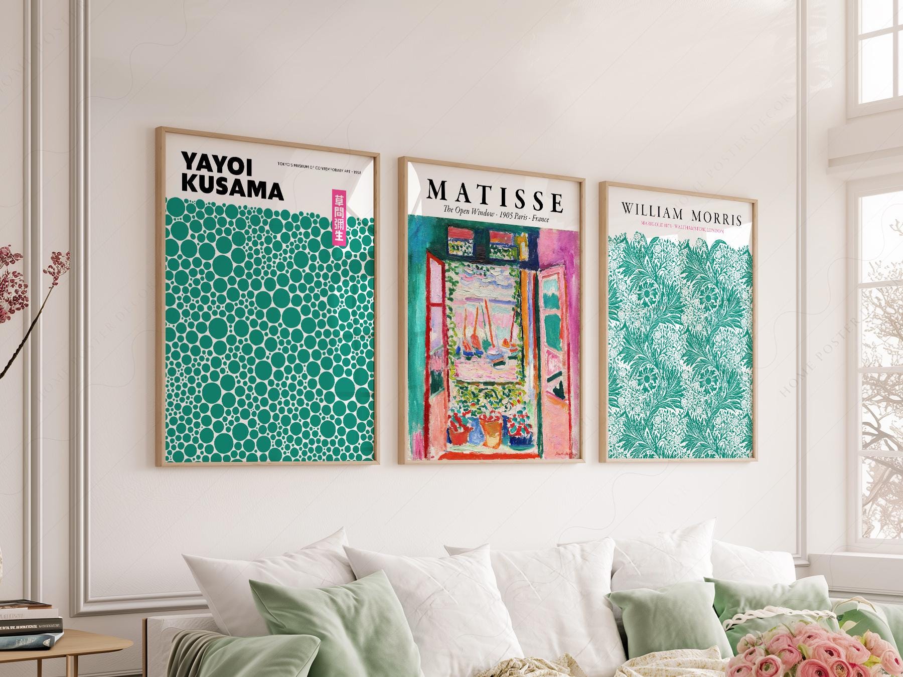 Modern Gallery Wall Set of 3 – Matisse Kusama Morris – classic art print reproduction