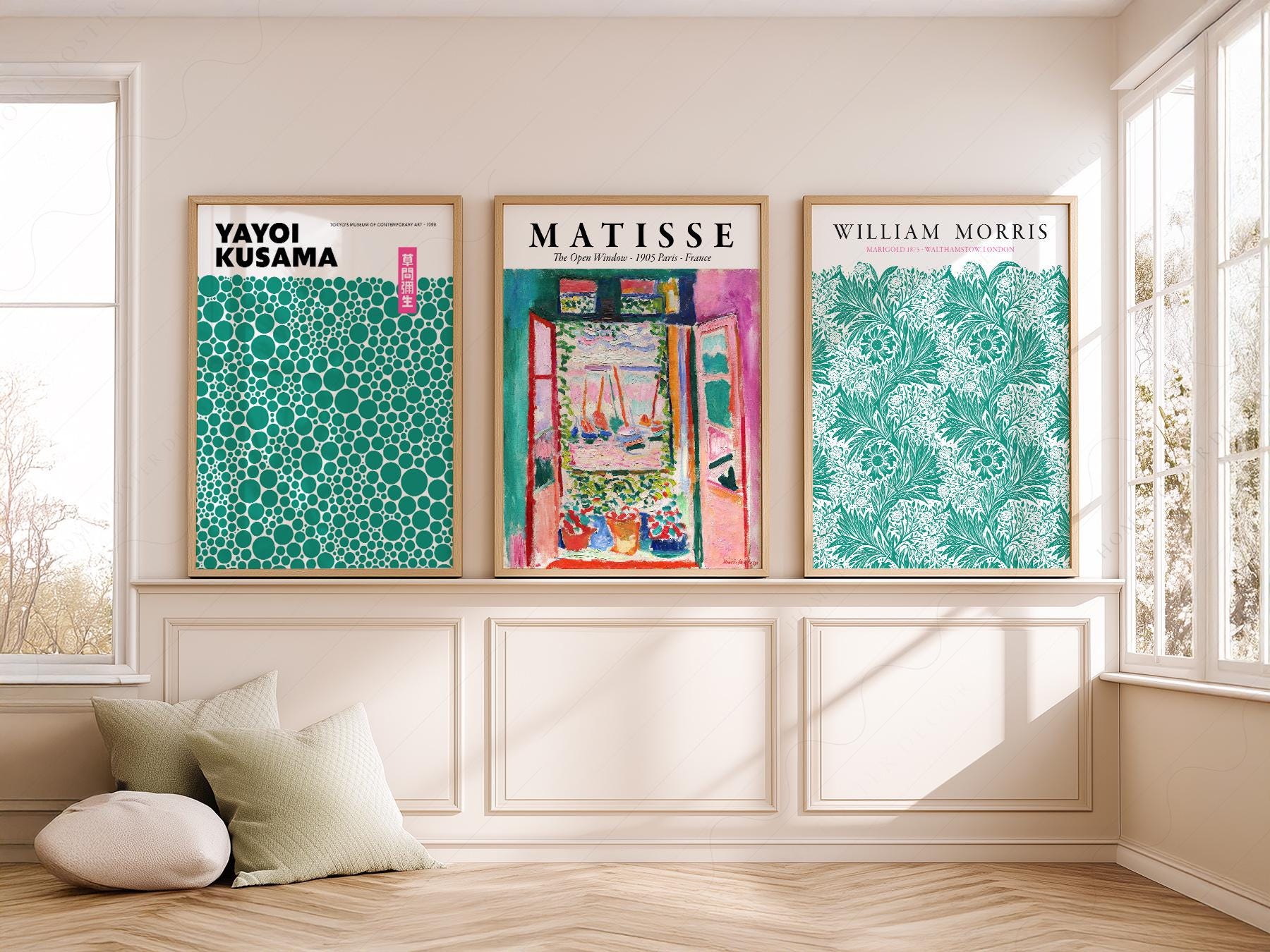 Modern Gallery Wall Set of 3 – Matisse Kusama Morris – fine art wall poster